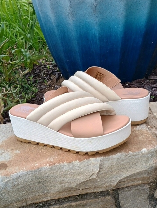 Sorel Shoes - Sorel Cameron Flatform Water Resistant Leather Puff Mule Sandal Women's Size 8